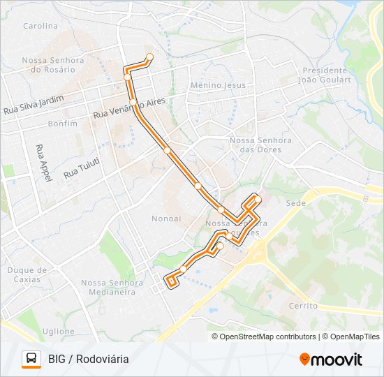 Mapa da linha 532 BIG / RODOVIÁRIA de ônibus