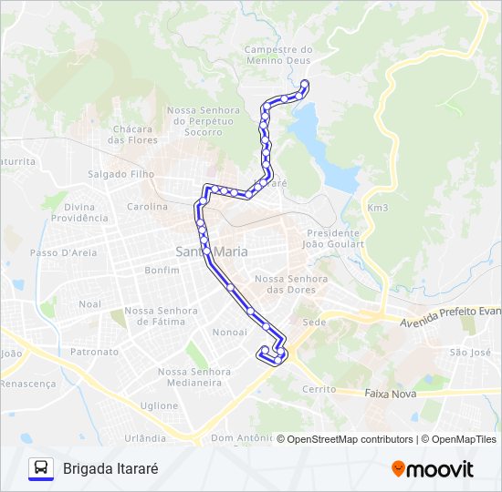Mapa da linha S541 BRIGADA ITARARÉ de ônibus