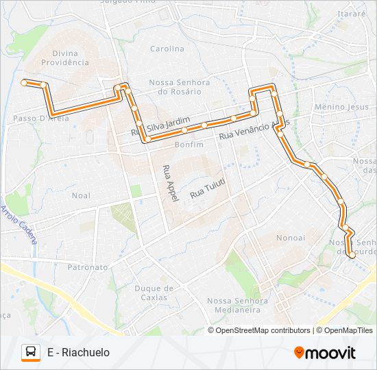 Mapa da linha 158 PARQUE / RIACHUELO de ônibus