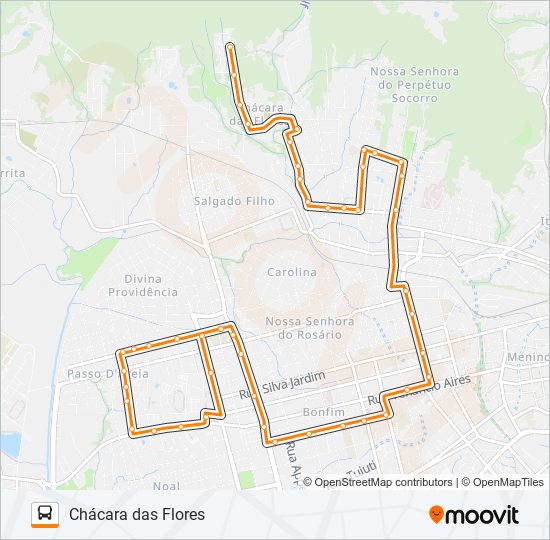 Mapa da linha 237 CHÁCARA DAS FLORES de ônibus