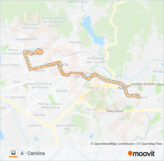 241 CAROLINA / SÃO JOSÉ Bus Line Map