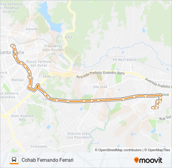 Mapa de 197 COHAB FERNANDO FERRARI de autobús