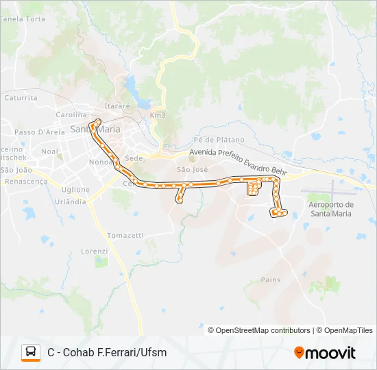 197 COHAB FERNANDO FERRARI Bus Line Map