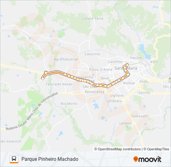 Mapa da linha 154 PARQUE PINHEIRO MACHADO de ônibus