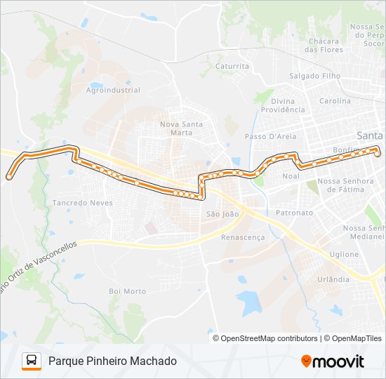Mapa da linha 154 PARQUE PINHEIRO MACHADO de ônibus