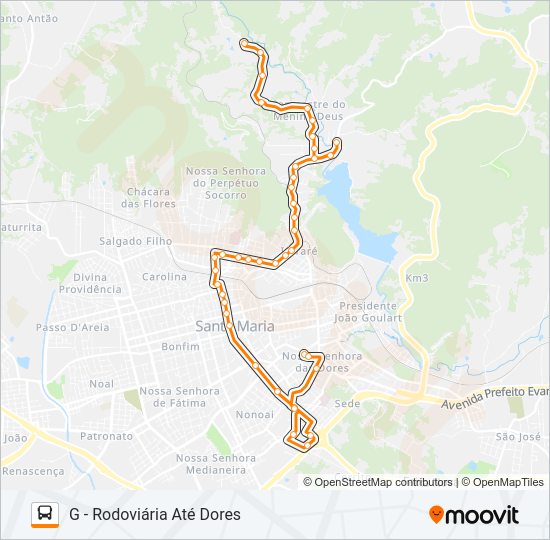 Mapa da linha 212 CAMPESTRE / VILA SCHIRMER de ônibus