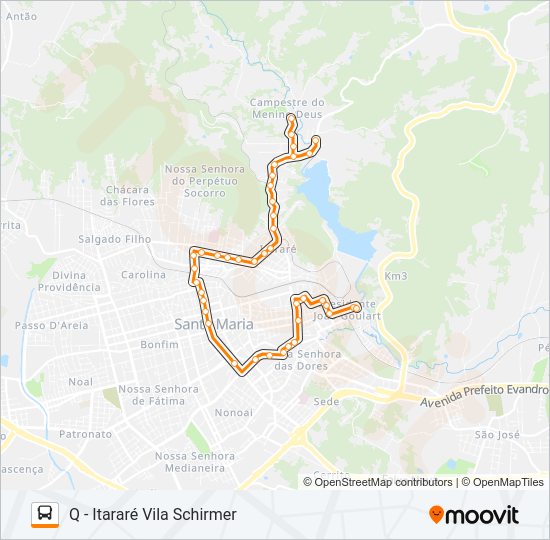 Mapa da linha 212 CAMPESTRE / VILA SCHIRMER de ônibus