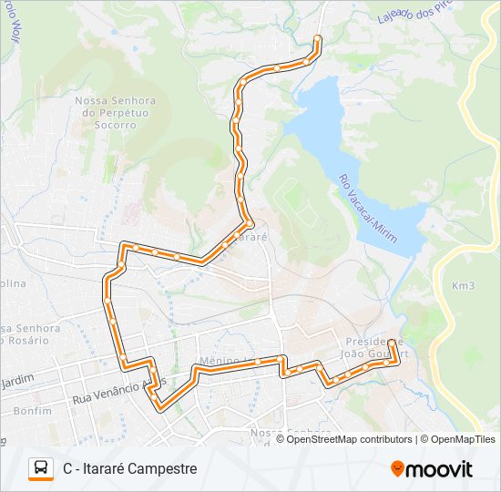 Mapa da linha 223 VILA SCHIRMER / CAMPESTRE de ônibus