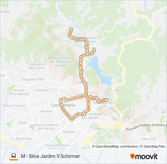 Mapa da linha 223 VILA SCHIRMER / CAMPESTRE de ônibus