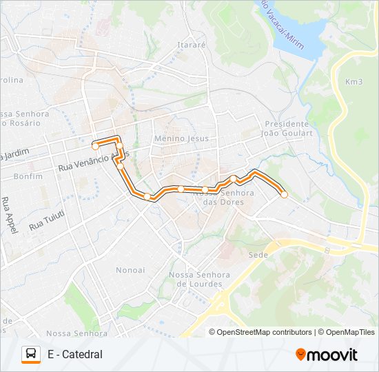 Mapa da linha 198 SÃO JOÃO / ROSSATO / SÃO JOSÉ de ônibus