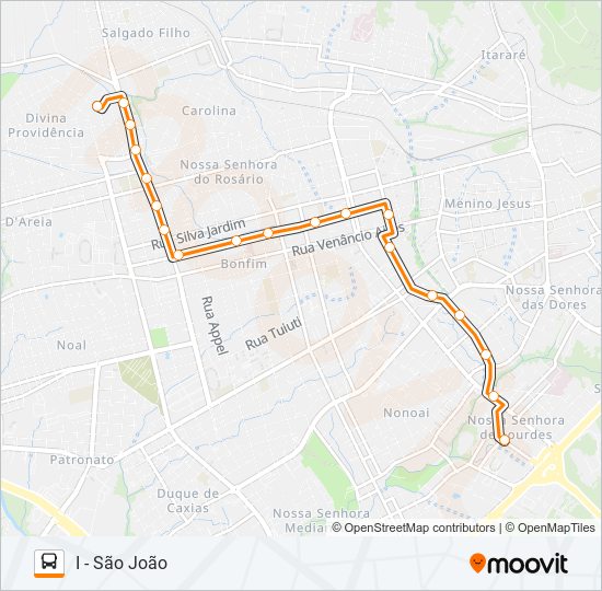 Mapa de 198 SÃO JOÃO / ROSSATO / SÃO JOSÉ de autobús