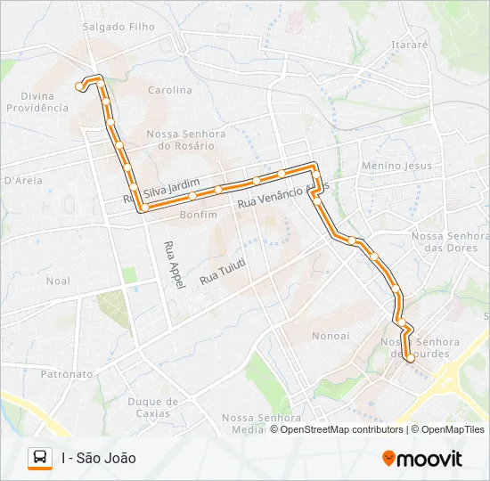198 SÃO JOÃO / ROSSATO / SÃO JOSÉ Bus Line Map
