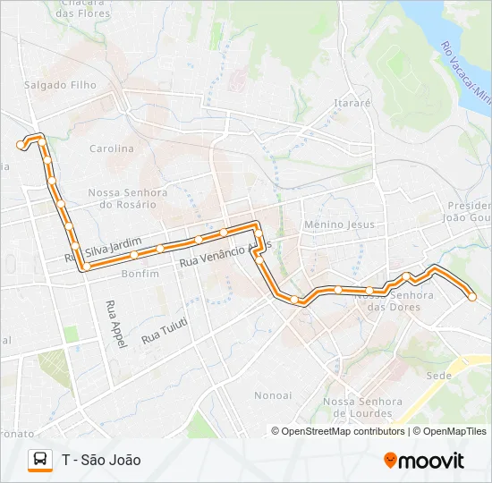 198 SÃO JOÃO / ROSSATO / SÃO JOSÉ Bus Line Map