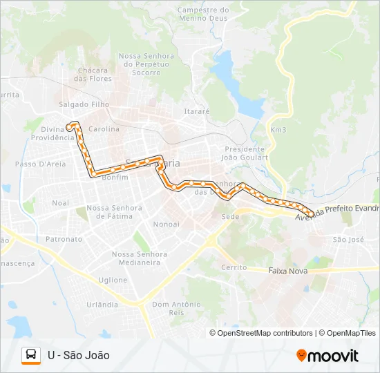 198 SÃO JOÃO / ROSSATO / SÃO JOSÉ Bus Line Map