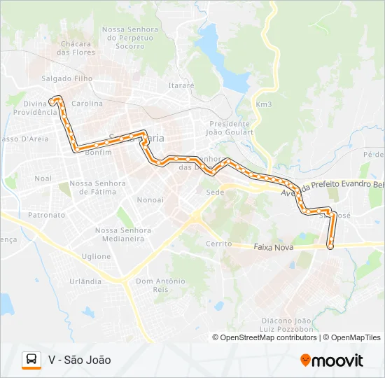 198 SÃO JOÃO / ROSSATO / SÃO JOSÉ Bus Line Map