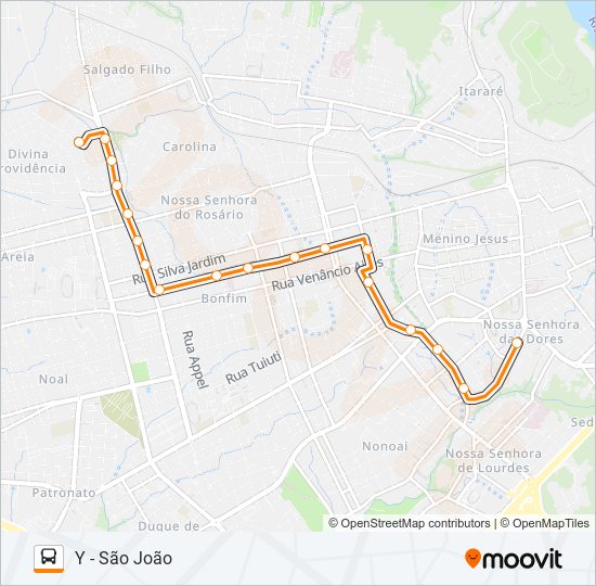 Mapa de 198 SÃO JOÃO / ROSSATO / SÃO JOSÉ de autobús