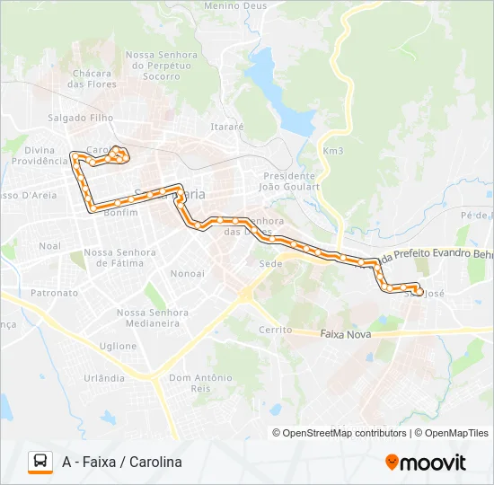 198 SÃO JOÃO / ROSSATO / SÃO JOSÉ Bus Line Map