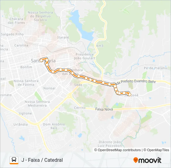 Mapa da linha 198 SÃO JOÃO / ROSSATO / SÃO JOSÉ de ônibus