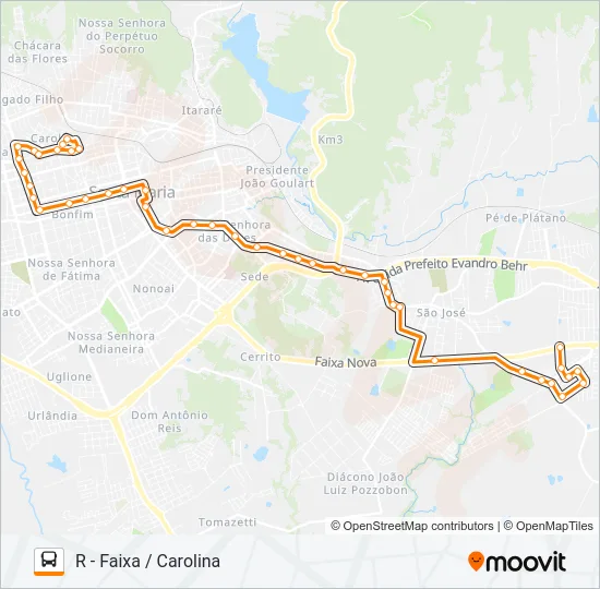 198 SÃO JOÃO / ROSSATO / SÃO JOSÉ Bus Line Map
