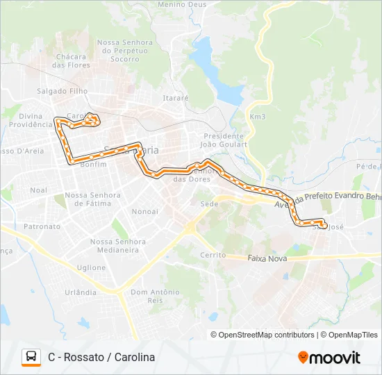 198 SÃO JOÃO / ROSSATO / SÃO JOSÉ Bus Line Map