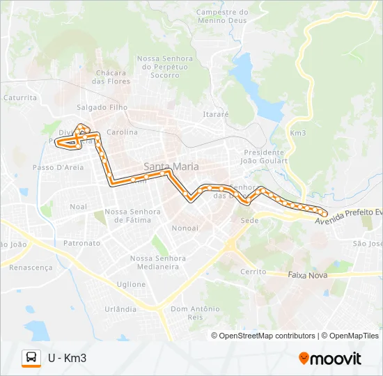 198 SÃO JOÃO / ROSSATO / SÃO JOSÉ Bus Line Map