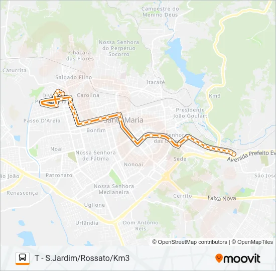 198 SÃO JOÃO / ROSSATO / SÃO JOSÉ Bus Line Map