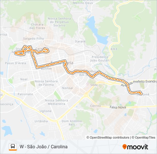 198 SÃO JOÃO / ROSSATO / SÃO JOSÉ bus Line Map