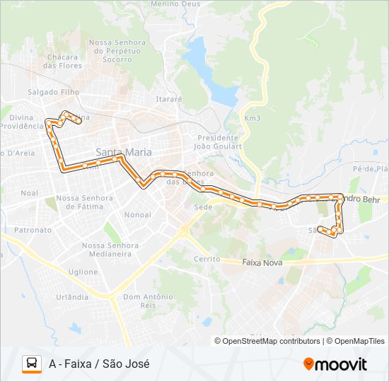 Mapa de 198 SÃO JOÃO / ROSSATO / SÃO JOSÉ de autobús