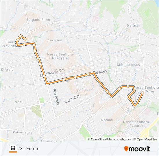 Mapa da linha 198 SÃO JOÃO / ROSSATO / SÃO JOSÉ de ônibus