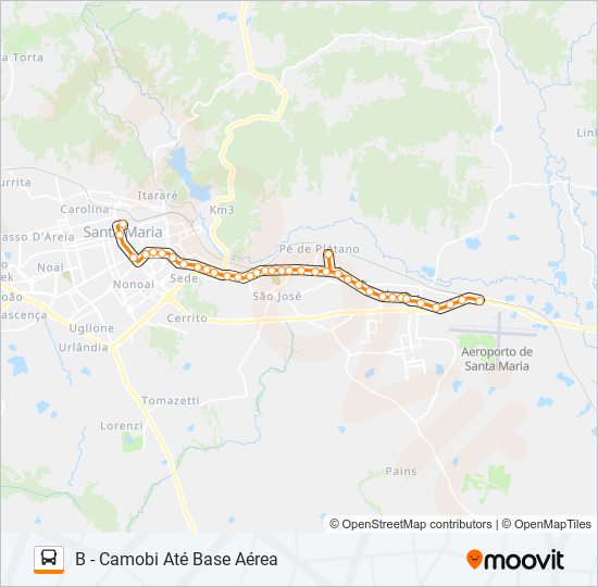 Mapa da linha 100 CAMOBI de ônibus