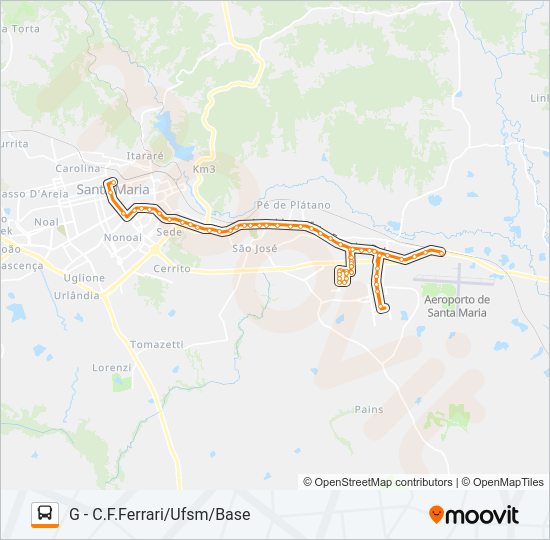 Mapa da linha 100 CAMOBI de ônibus