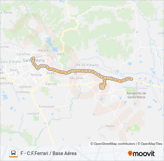 Mapa da linha 100 CAMOBI de ônibus