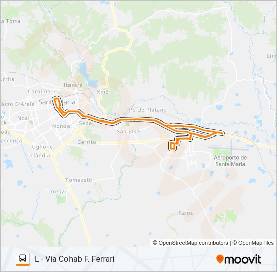 Mapa da linha 100 CAMOBI de ônibus