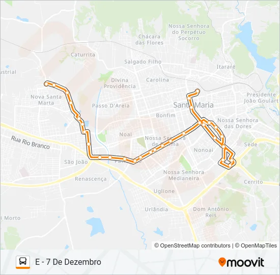 155 7 DE DEZEMBRO Bus Line Map
