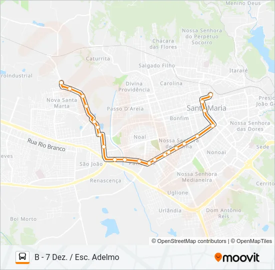 155 7 DE DEZEMBRO Bus Line Map