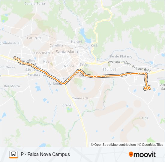 Mapa da linha 196 TANCREDO NEVES / CAMPUS de ônibus