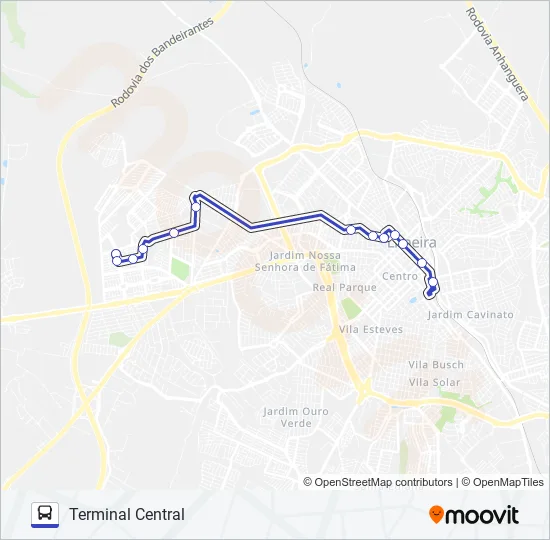 410 (RAPIDÃO OESTE) N. SRA. DAS DORES - TERMINAL CENTRAL Bus Line Map
