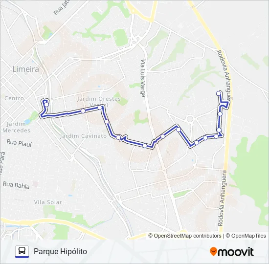 430 (RAPIDÃO LESTE) PARQUE HIPÓLITO - TERMINAL CENTRAL Bus Line Map