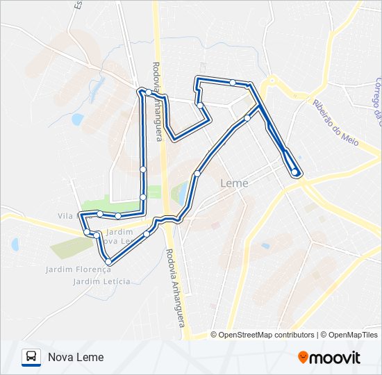 Mapa da linha 77 NOVA LEME/CIDADE JARDIM de ônibus