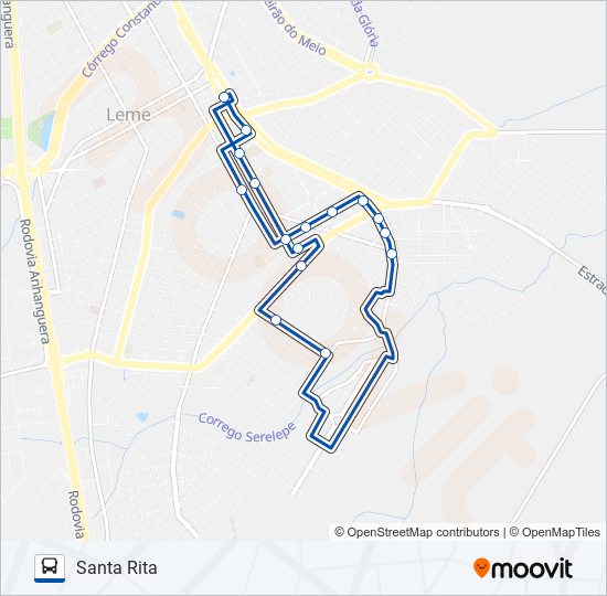 Mapa da linha 01 SANTA RITA/FRANCISCO COELHO de ônibus