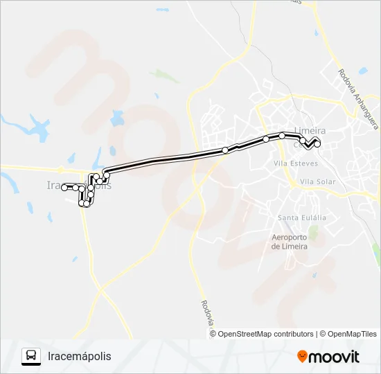 0043 - 01 LIMEIRA - IRACEMÁPOLIS Bus Line Map