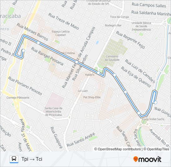 Mapa da linha 0220 EXPRESSA de ônibus