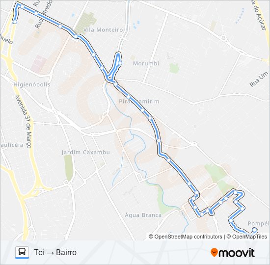 Mapa da linha 0220 EXPRESSA de ônibus