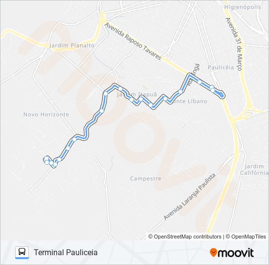 Mapa da linha 0326 SANTA FÉ de 