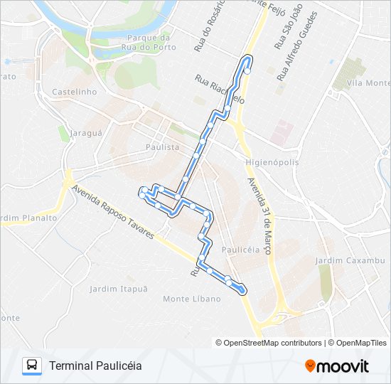 Mapa da linha 0316 JARDIM ESPLANADA de 