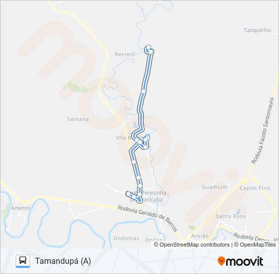 Mapa da linha 0411 VILA BREDA / TVS de ônibus