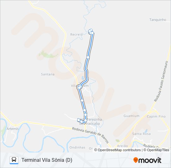 Mapa da linha 0411 VILA BREDA / TVS de ônibus