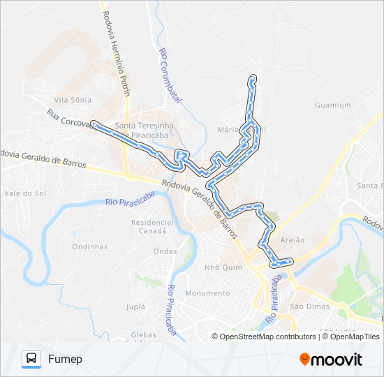 Mapa da linha 0421 MÁRIO DEDINI / TVS de ônibus