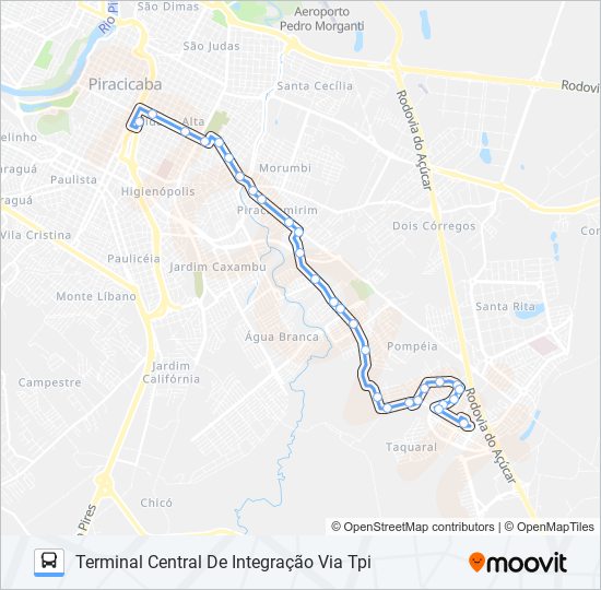 Mapa da linha 0250 CECAP / TCI VIA TERRA RICA de 