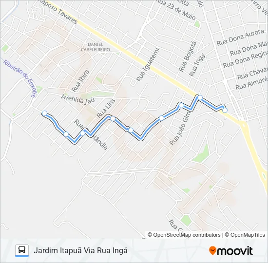 0323 JARDIM ITAPUÃ VIA RUA INGÁ  Line Map